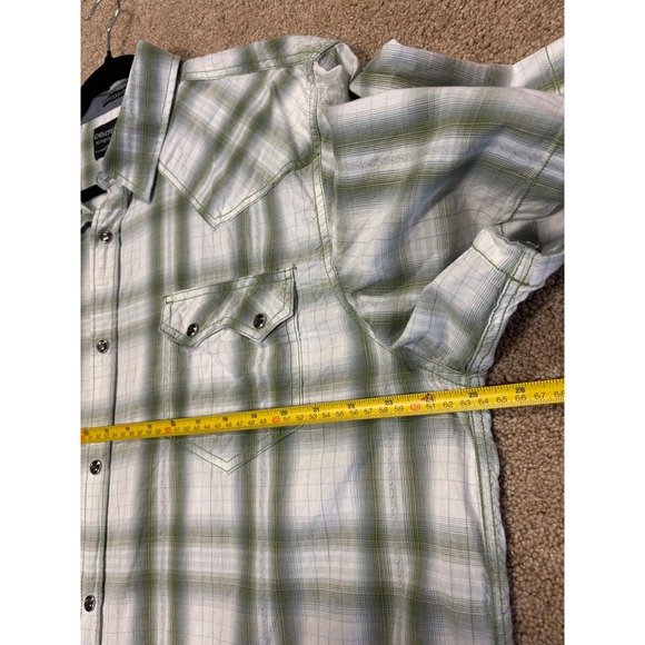 Cody James Mens Short Sleeve Plaid Western Shirt Size 2XL Green White‎ - Picture 6 of 7